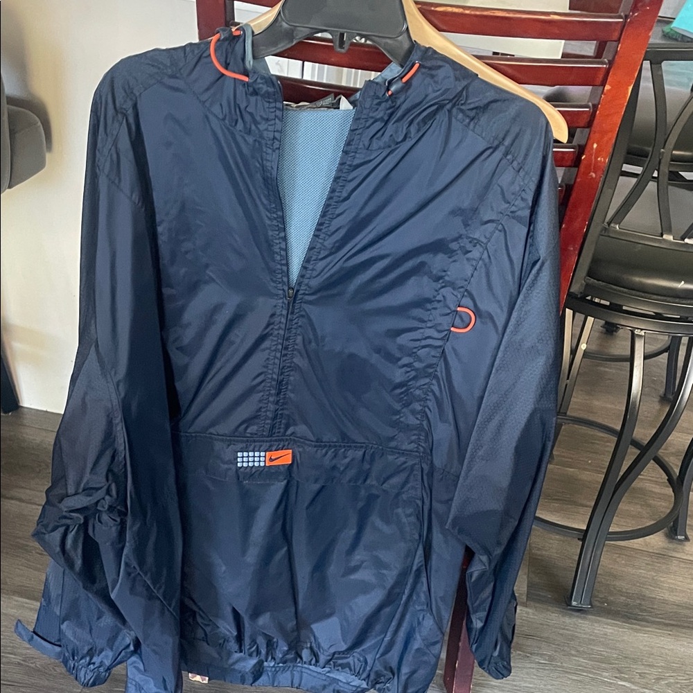 Nike Dark Blue Windbreaker with Bright Orange Details